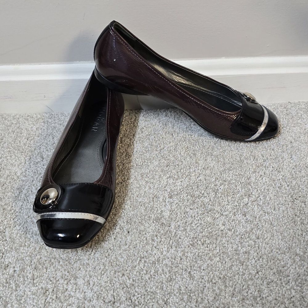 HOGAN Italy Dark Plum/ Black Patent Leather Ballet Flats US Sz 7.5 EU 37.5‎